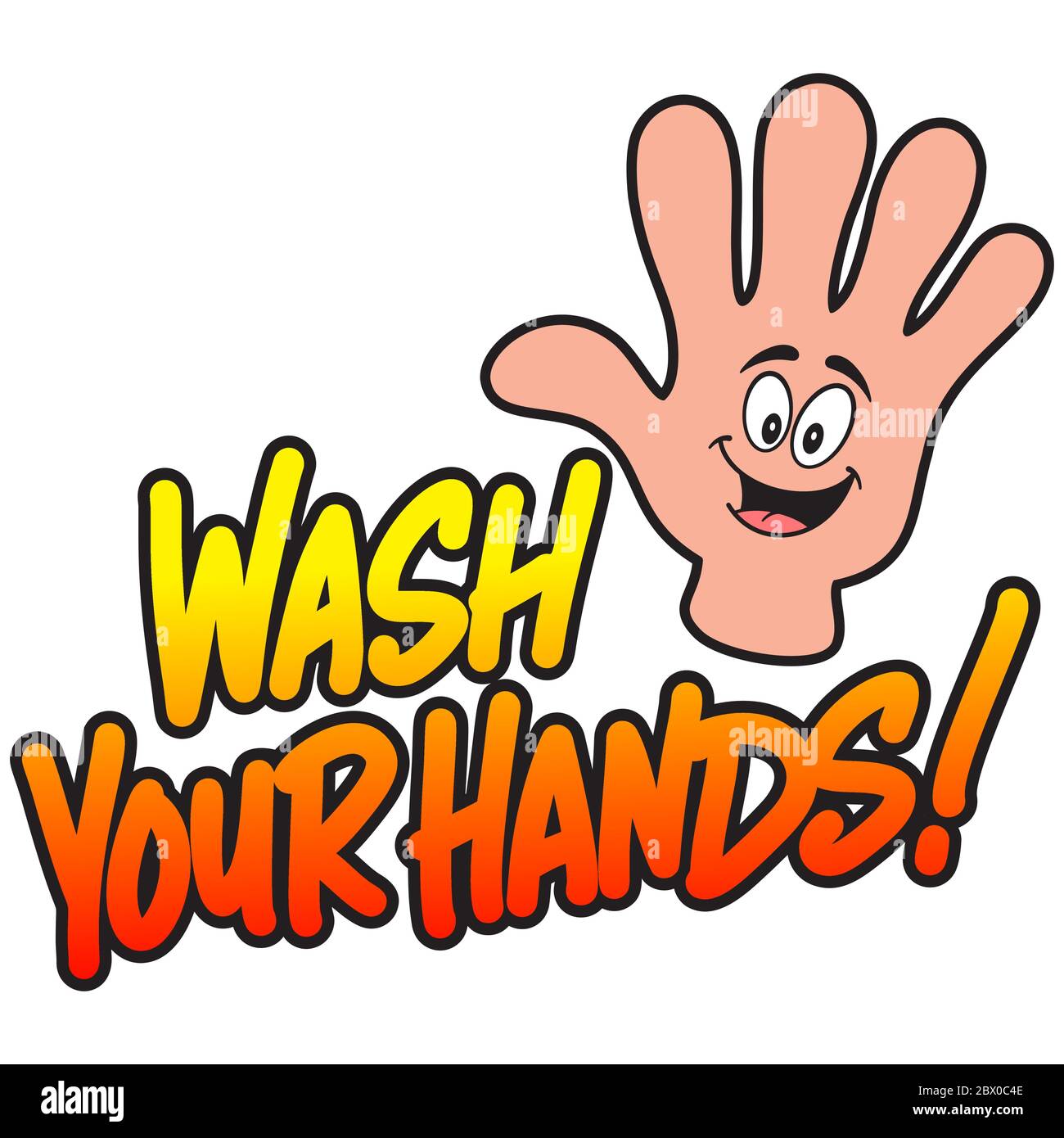 Lavez-vous les mains Cartoon - une illustration d'un dessin animé Wash Your Hands. Illustration de Vecteur