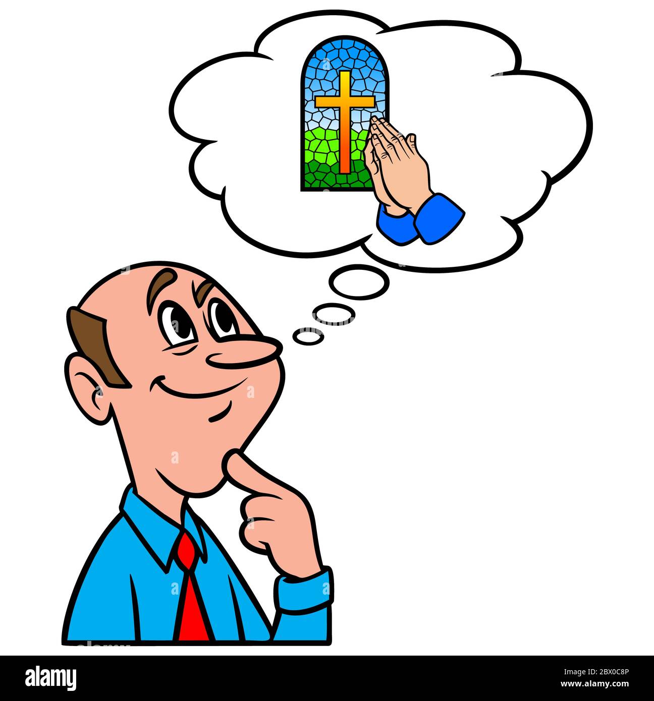 Penser à l'Église - une illustration d'une personne pensant à l'Église. Illustration de Vecteur