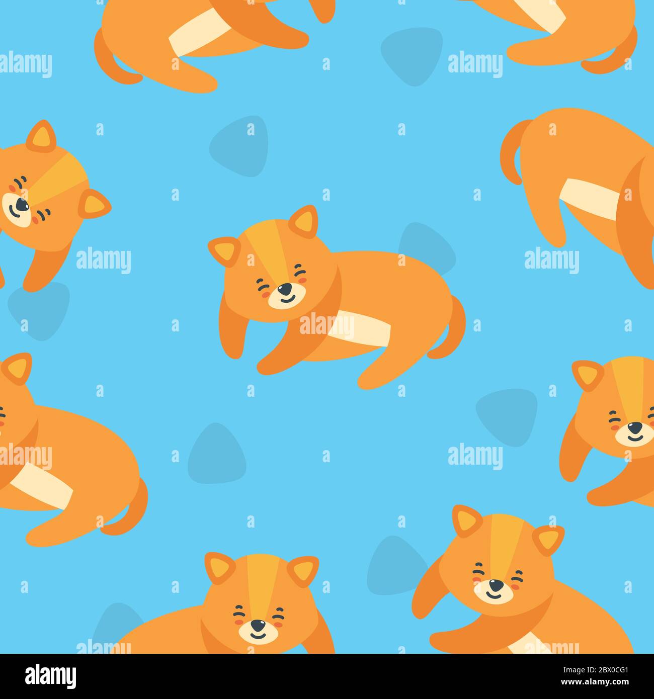 Motif sans couture avec un chiot endormi sur fond bleu vif. Joli imprimé chiot pour différents motifs. Illustration vectorielle de style plat Illustration de Vecteur