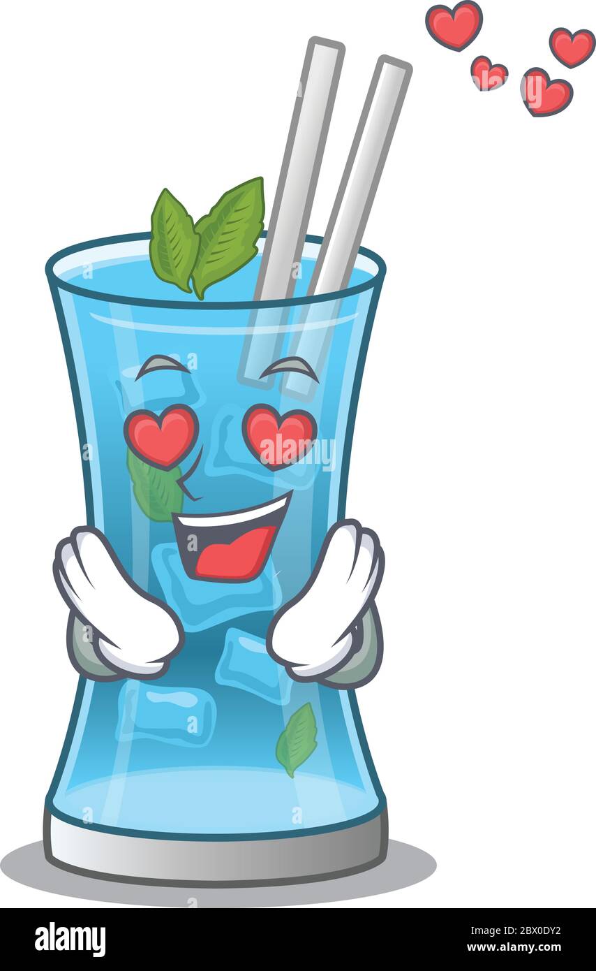 Romantique Bleu Hawai Cocktail Personnage De Dessin Anime A Un Tomber Dans Les Yeux Amoureux Image Vectorielle Stock Alamy