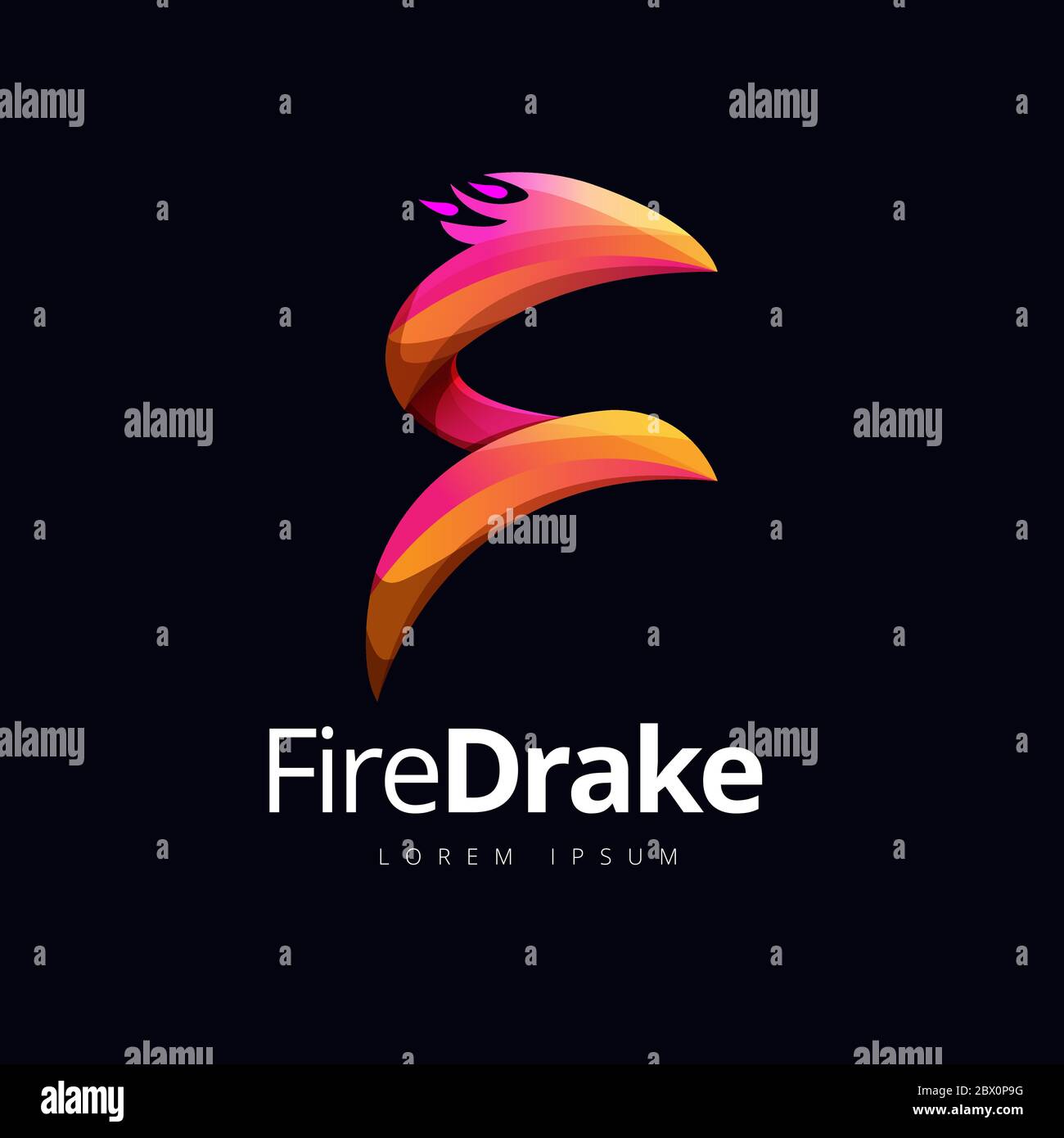 Logo Dragon Fire Shape Design Illustration de Vecteur