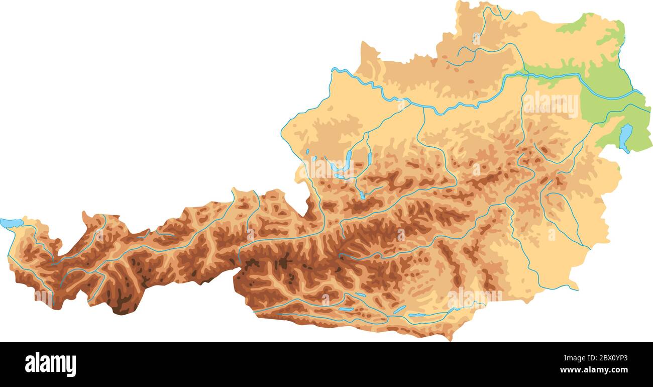 Carte physique haute détaillée de l'Autriche. Illustration de Vecteur