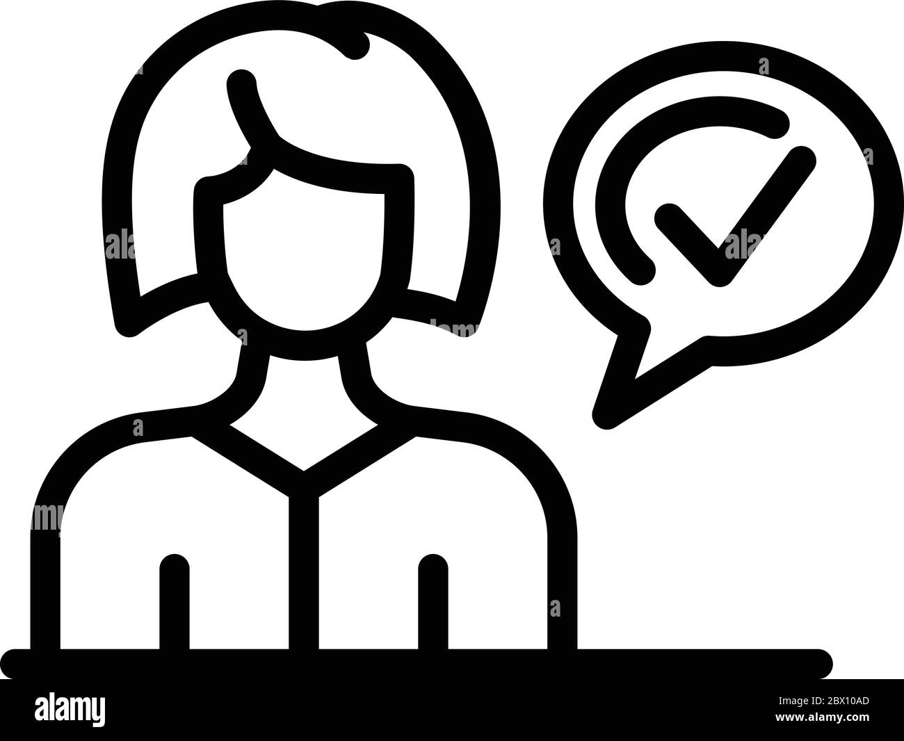 Icône de présentateur tv approuvée, style de contour Illustration de Vecteur