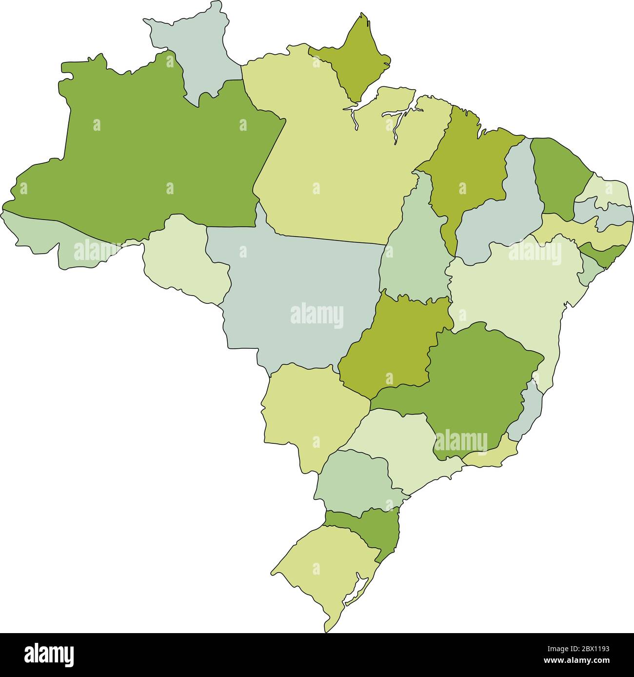 Brésil - carte politique modifiable très détaillée avec des couches séparées. Illustration de Vecteur