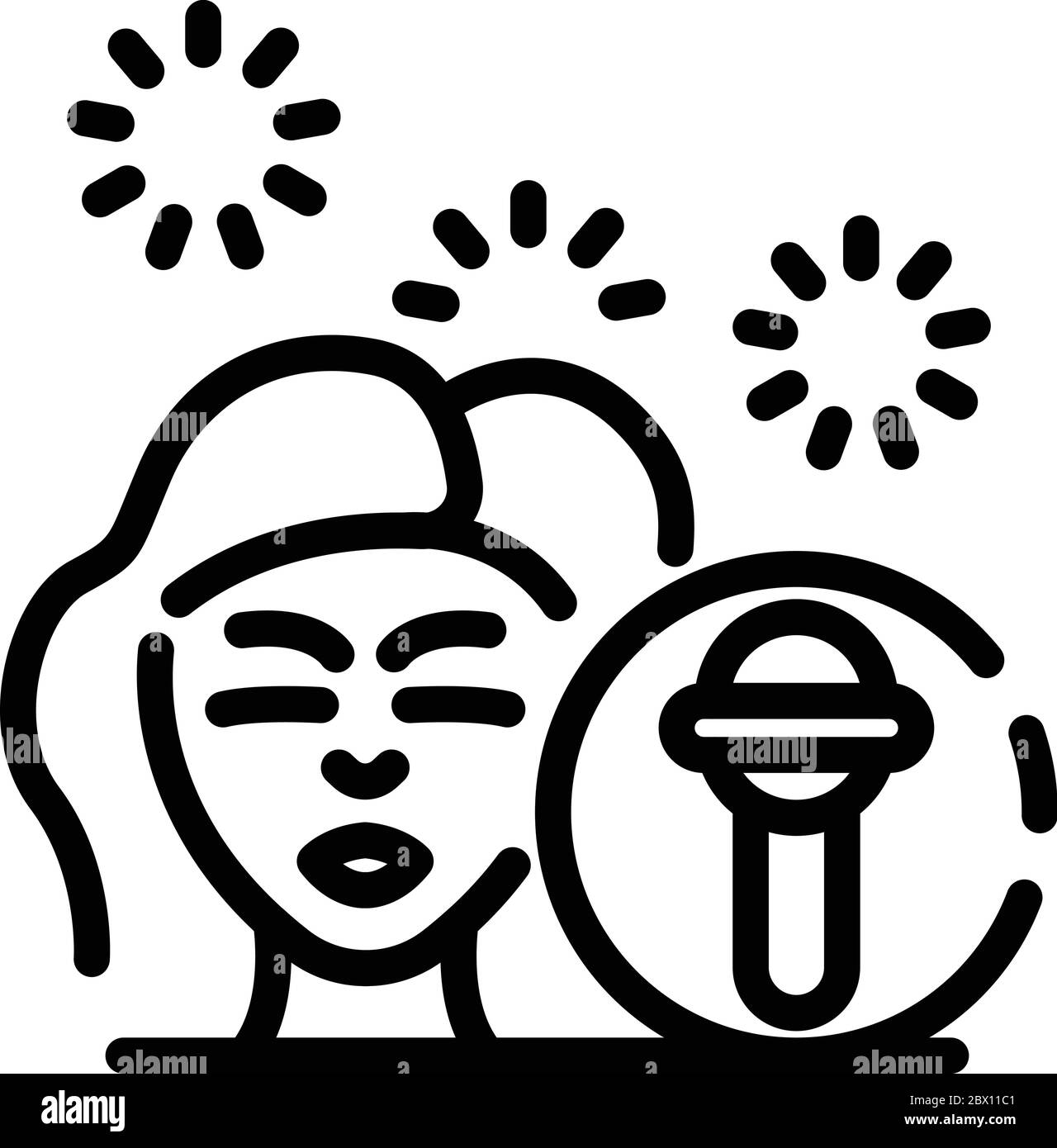 Icône de présentateur de téléviseur Femme, style de contour Illustration de Vecteur