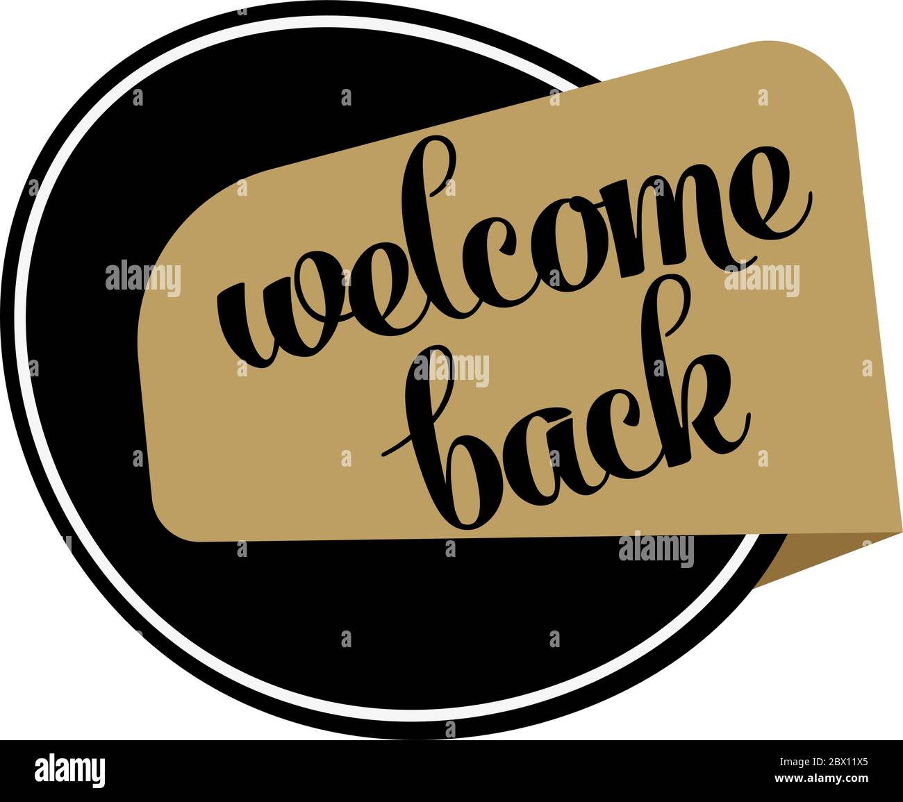 Ouvrez le panneau sur la porte d'entrée - bienvenue à l'arrière nous travaillons à nouveau. Gardez une distance de sécurité. Vecteur Illustration de Vecteur