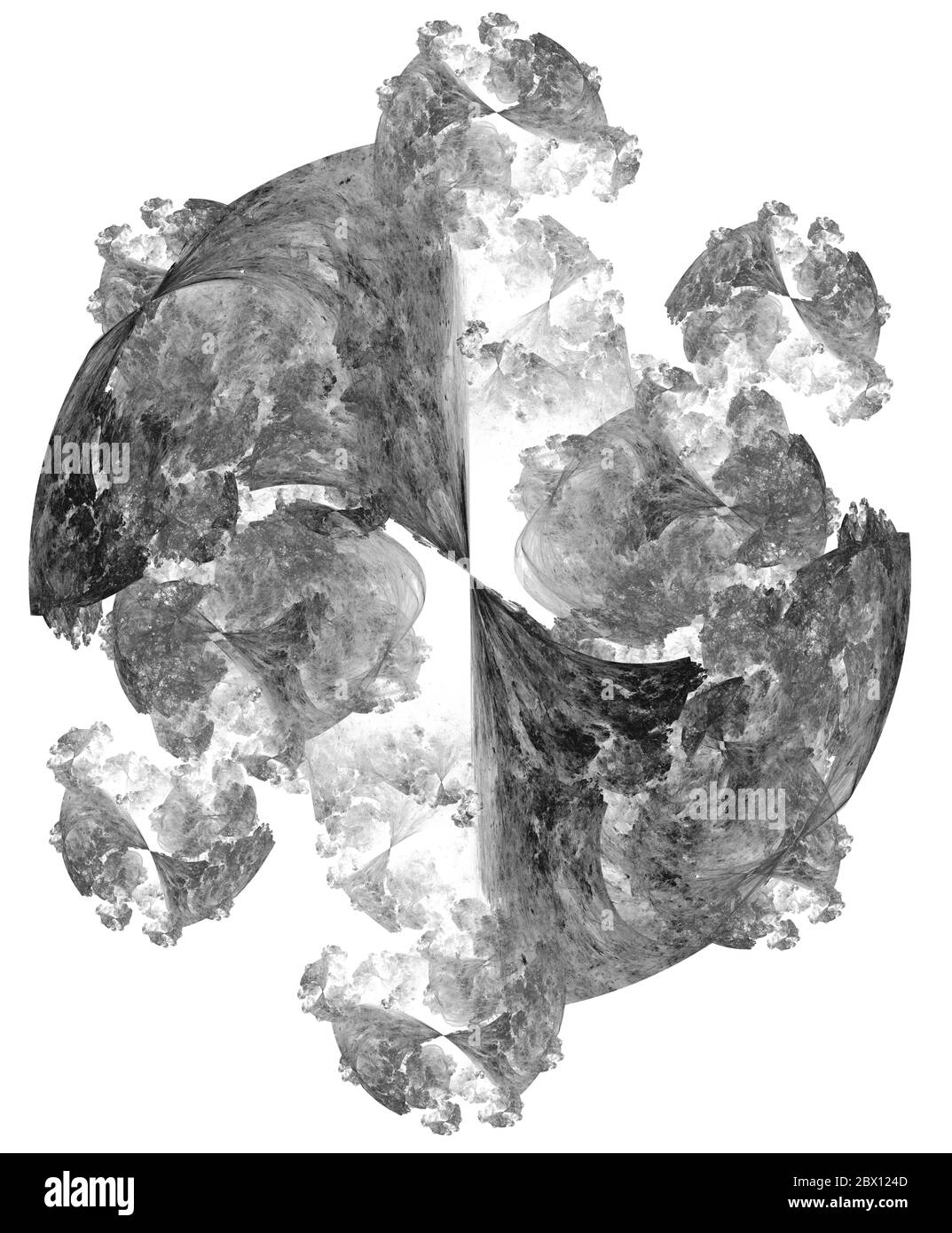 Illustration fractale abstraite monochrome pour un design créatif sur fond blanc Banque D'Images