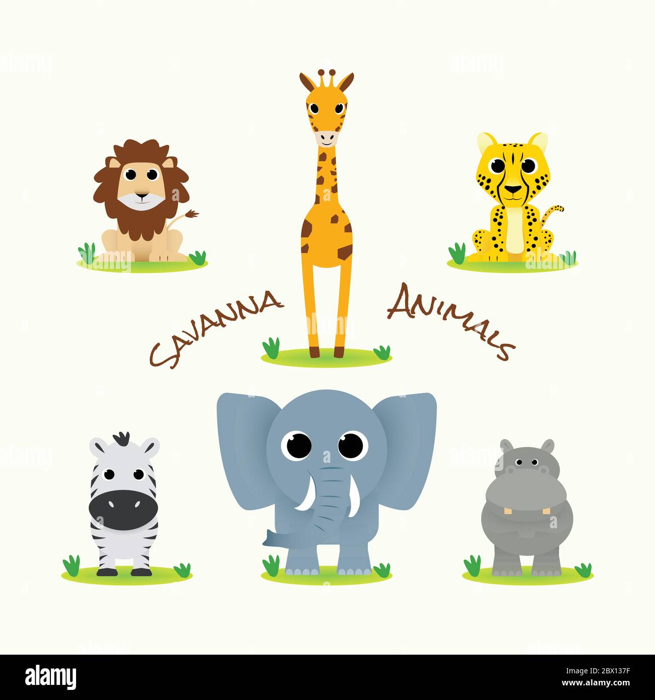 Adorable personnage de Savanna Animal Design Illustration de Vecteur