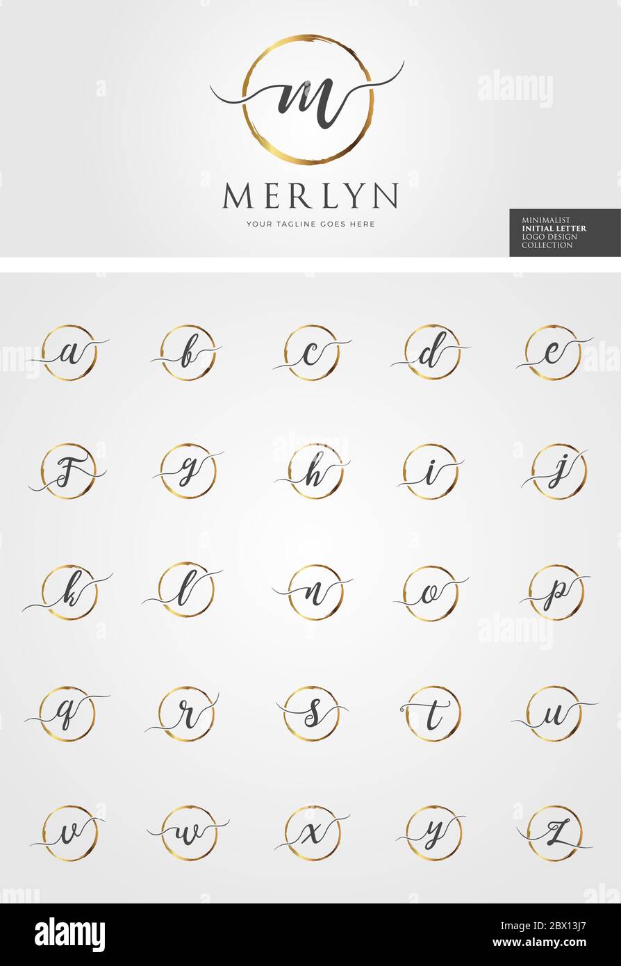 Collection Gold Brush Alphabet Letter Mark logo Design Illustration de Vecteur