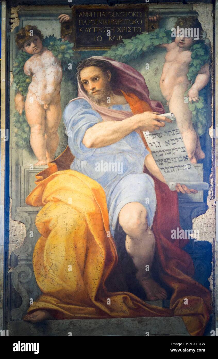 Le Prophète Isaiah est une fresque de Raphaël située dans la basilique Saint Augustin à Campo Marzio - Rome, Italie Banque D'Images