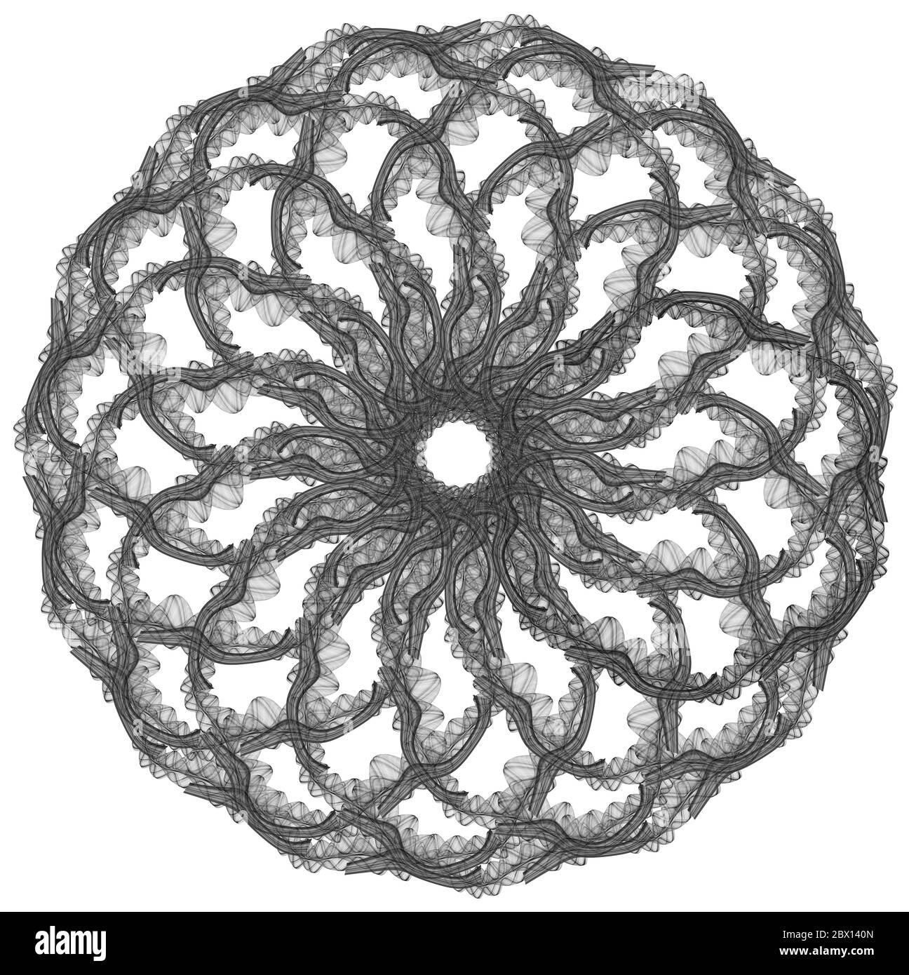 L'illustration fractale abstraite pour un design créatif ressemble à un cercle orné sur fond blanc Banque D'Images