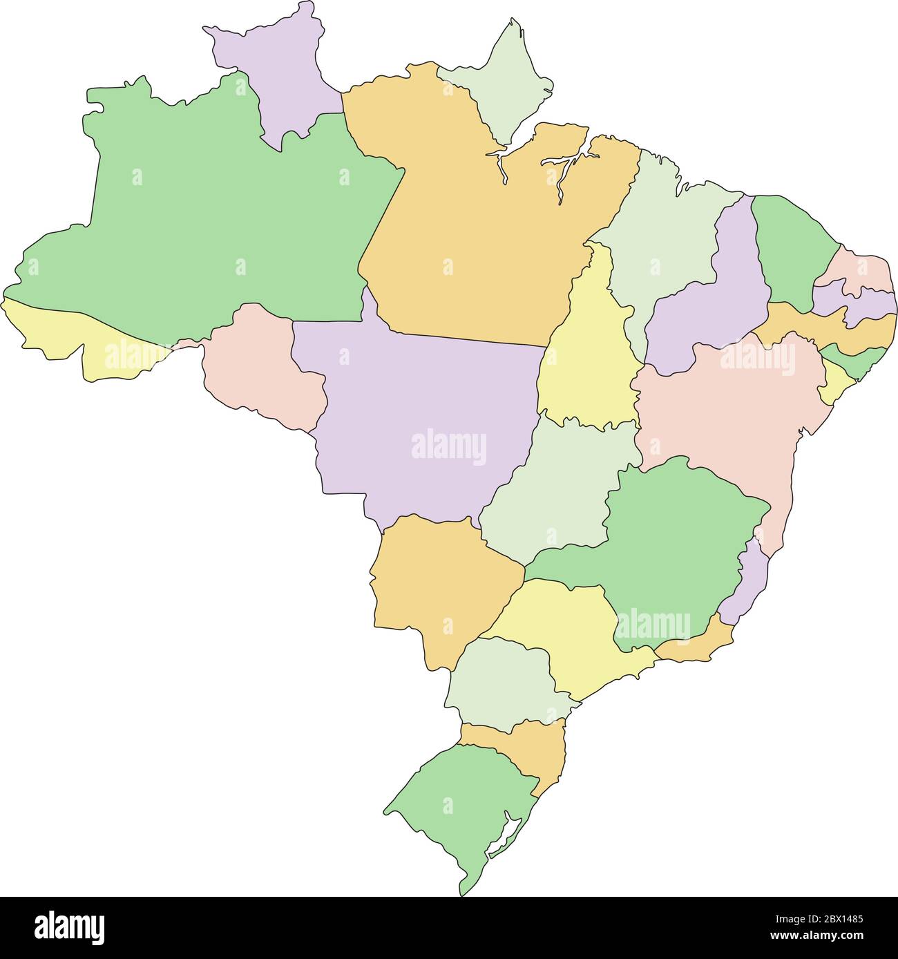 Brésil - carte politique modifiable très détaillée. Illustration de Vecteur