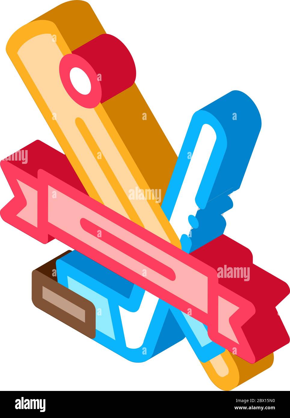 Illustration vectorielle d'icône isométrique de leçon de hockey sur gazon Illustration de Vecteur