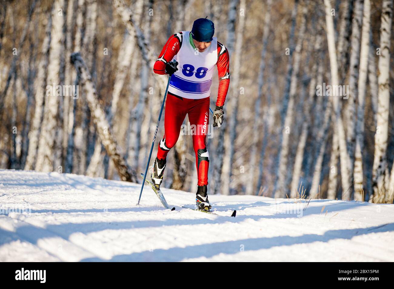 Chelyabinsk, Russie - 19 décembre 2015: Athlète skieur style classique déplacer dans le ski de fond dans le championnat ski de fond Ural Banque D'Images Chelyabinsk, Russie - 19 décembre 2015: Athlète skieur style classique déplacer dans le ski de fond dans le championnat ski de fond Ural Banque D'Images