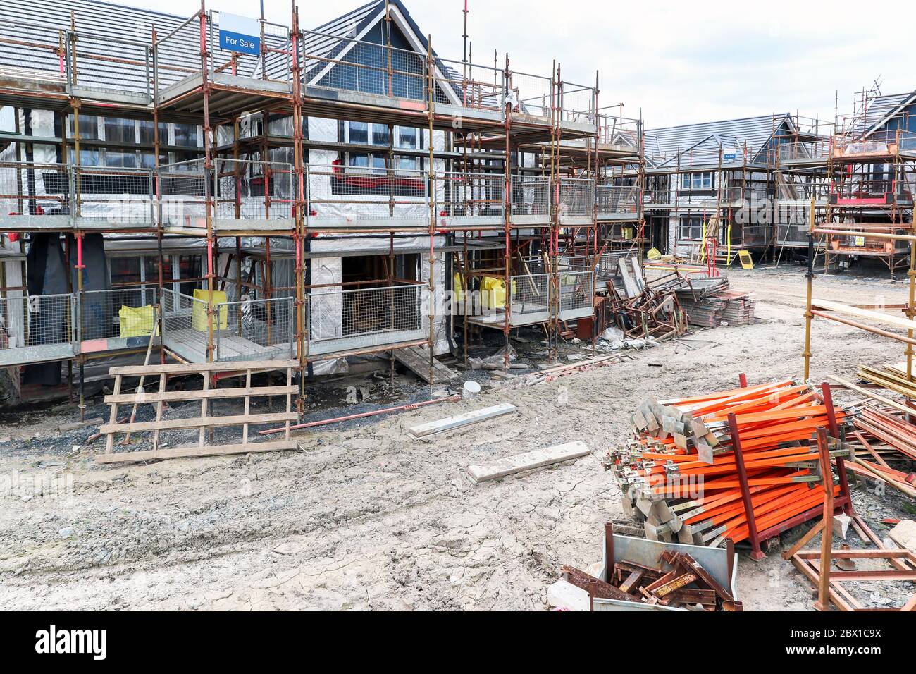 Site de construction Stewart Milne, avec maisons en construction, Troon, Ayrshire, Royaume-Uni Banque D'Images