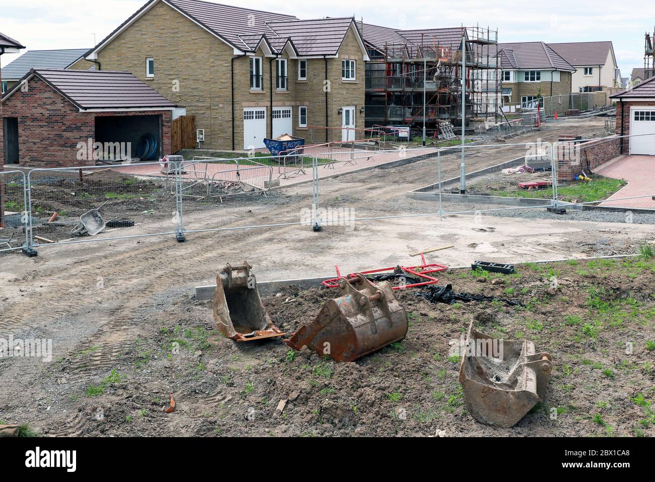 Site de construction Stewart Milne, avec maisons en construction, Troon, Ayrshire, Royaume-Uni Banque D'Images