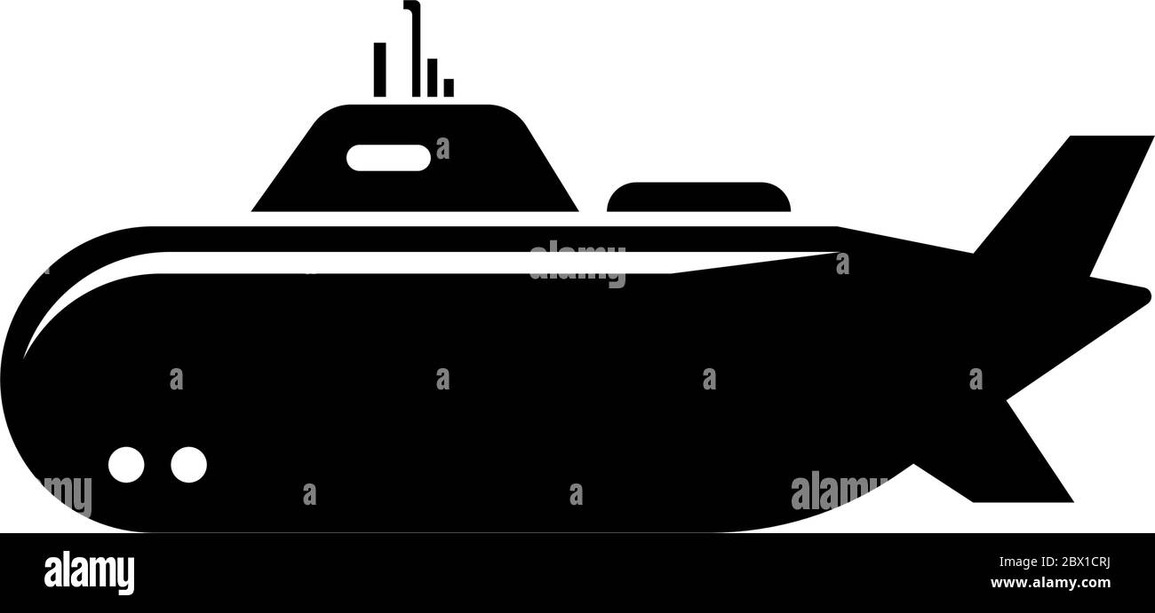 Sous-marin de l'Armée nucléaire, Bathyscaphe profond. Illustration de l'icône vecteur plat. Symbole noir simple sur fond blanc. Sous-marin de l'Armée nucléaire, Bathyscaphe Illustration de Vecteur