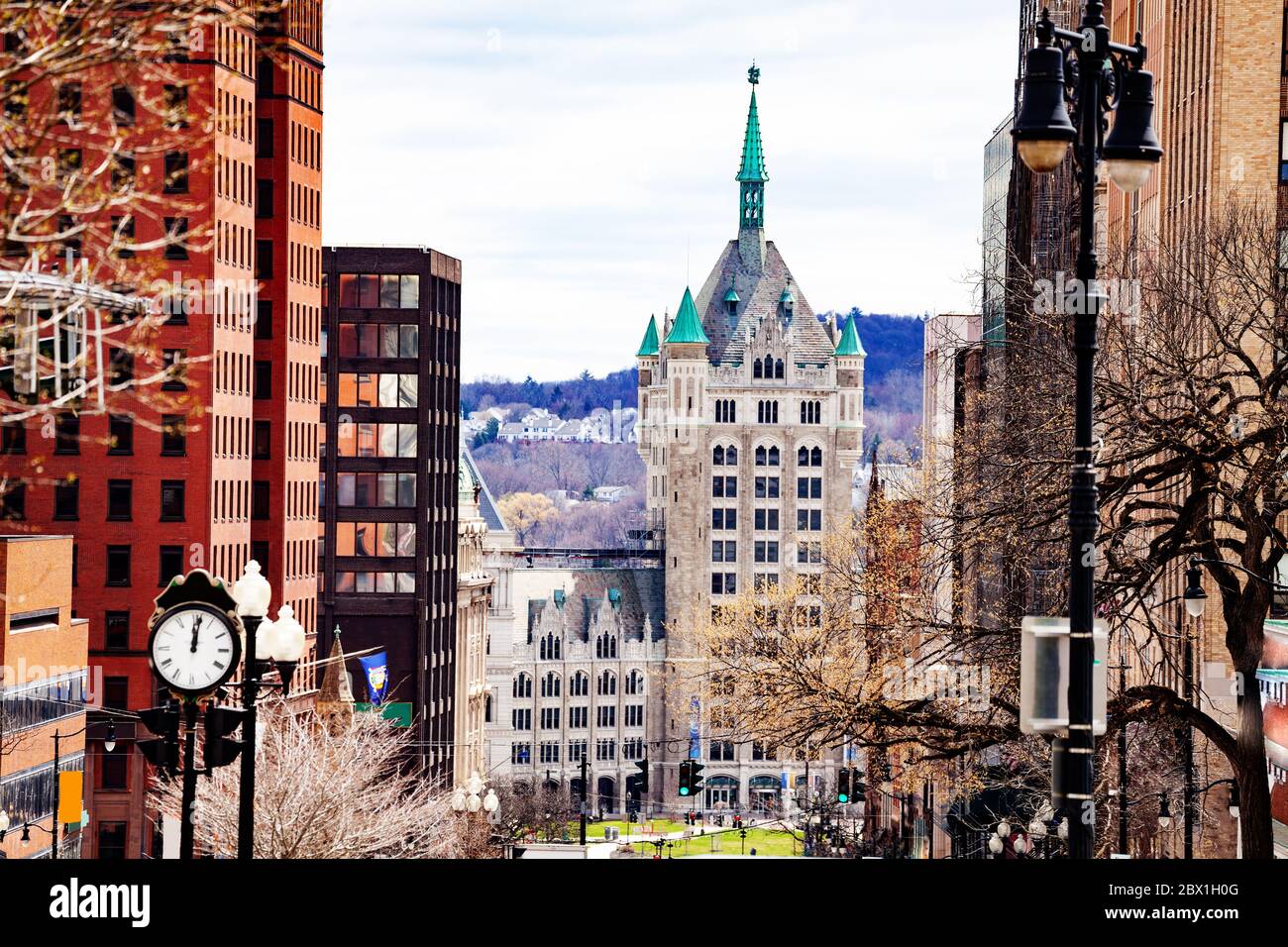 State University of New York à Albany, vue sur le centre-ville depuis Capitol Park, NY, USA Banque D'Images