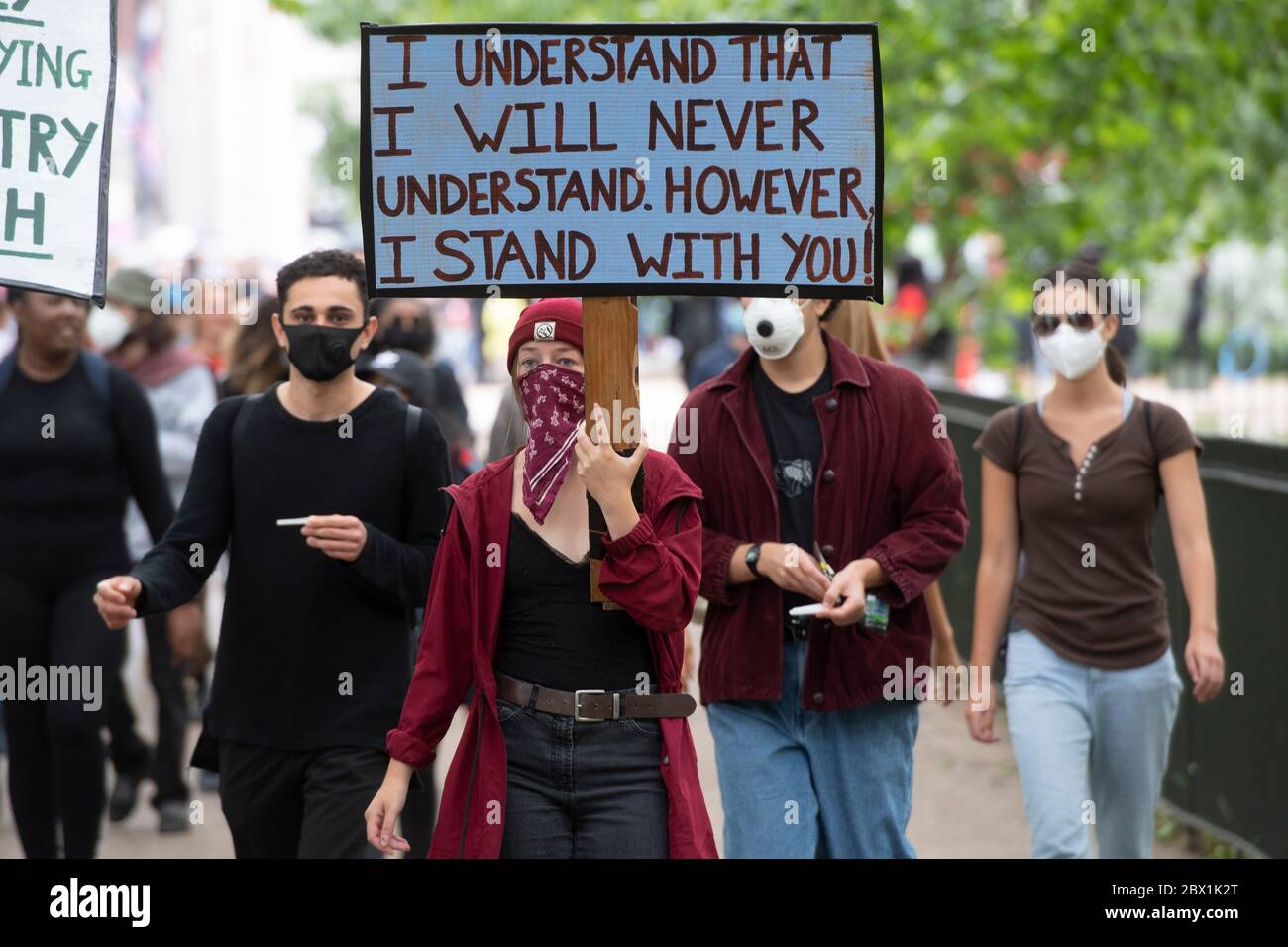 Les Black Lives comptent des manifestations à Londres, au Royaume-Uni. 03 juin 2020. Les manifestants participent à une manifestation organisée par le groupe Black Lives Matter à Hyde Park pour l'américain George Floyd qui est mort alors qu'il était arrêté par la police américaine Derek Chauvin. Sa mort a provoqué des troubles civils dans certaines villes américaines. Banque D'Images