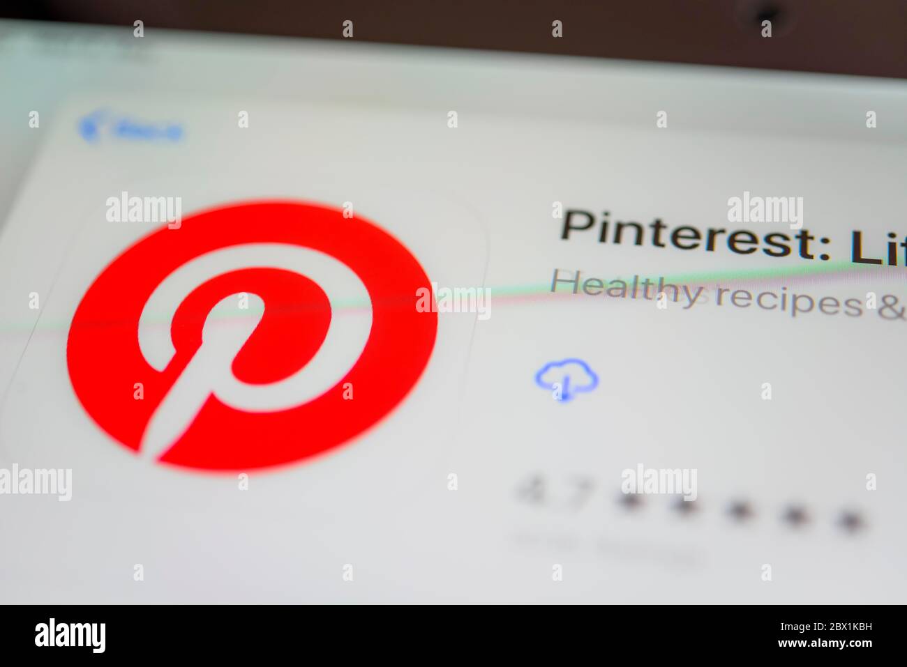 Application Pinterest, réseau social, icône d'application, capture d'écran, smartphone, détails, plein écran Banque D'Images