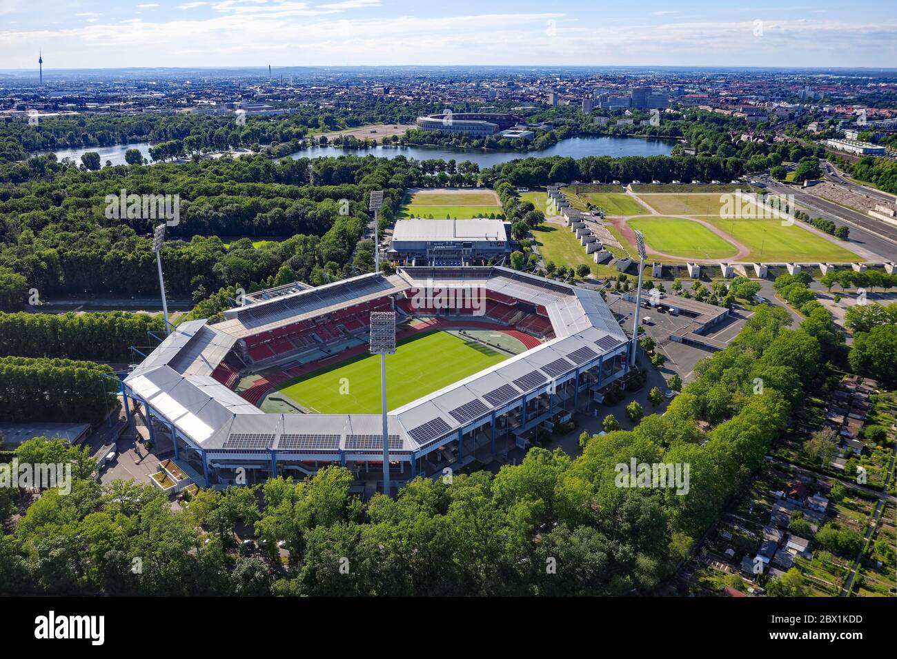 Max Morlock Stadium, derrière lui Arena Nuernberger Versicherung, Zeppelin Field, Dutzendteiche, salle de congrès, Reich Party Rally Grounds, Nuremberg Banque D'Images