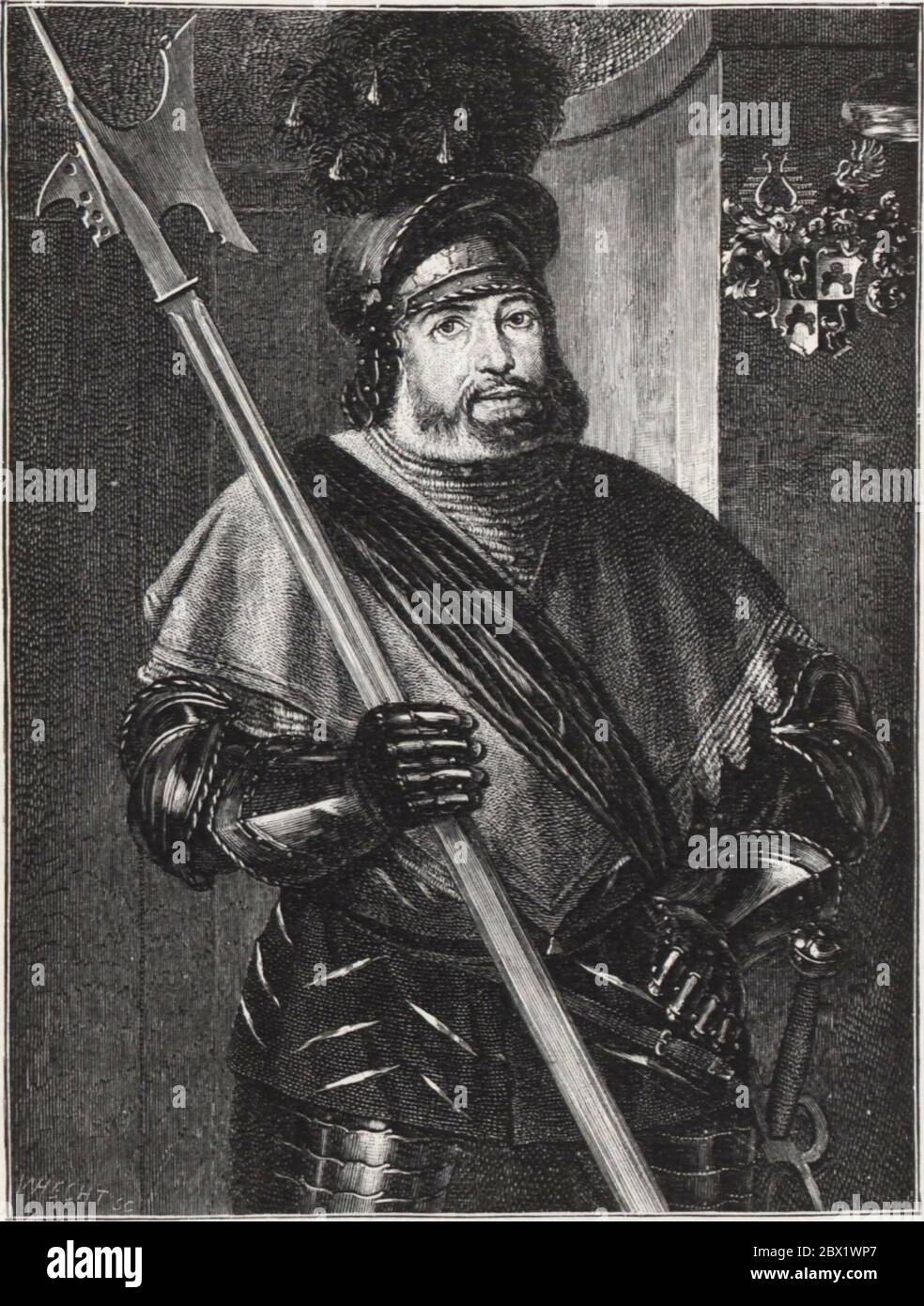 Portrait de Georg von Frundsberg (1473-1528), chef de file de l'armée allemande et de Landsknecht au service de l'Empire romain Saint et de la Maison impériale des Habsbourg. Collecte privée de l'emplacement Banque D'Images