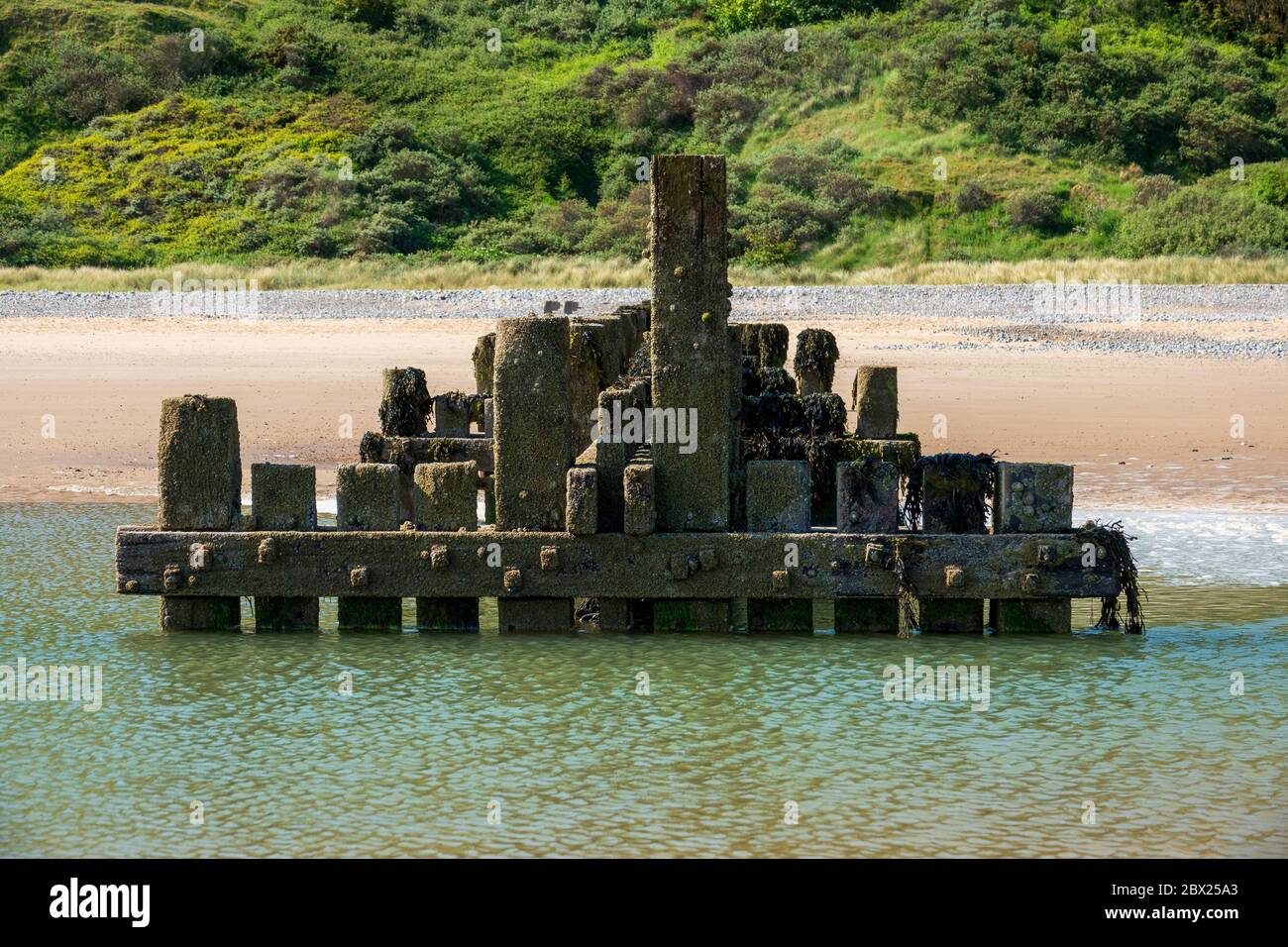 Défense de la mer, groyne, sur la plage de Cromer. Banque D'Images