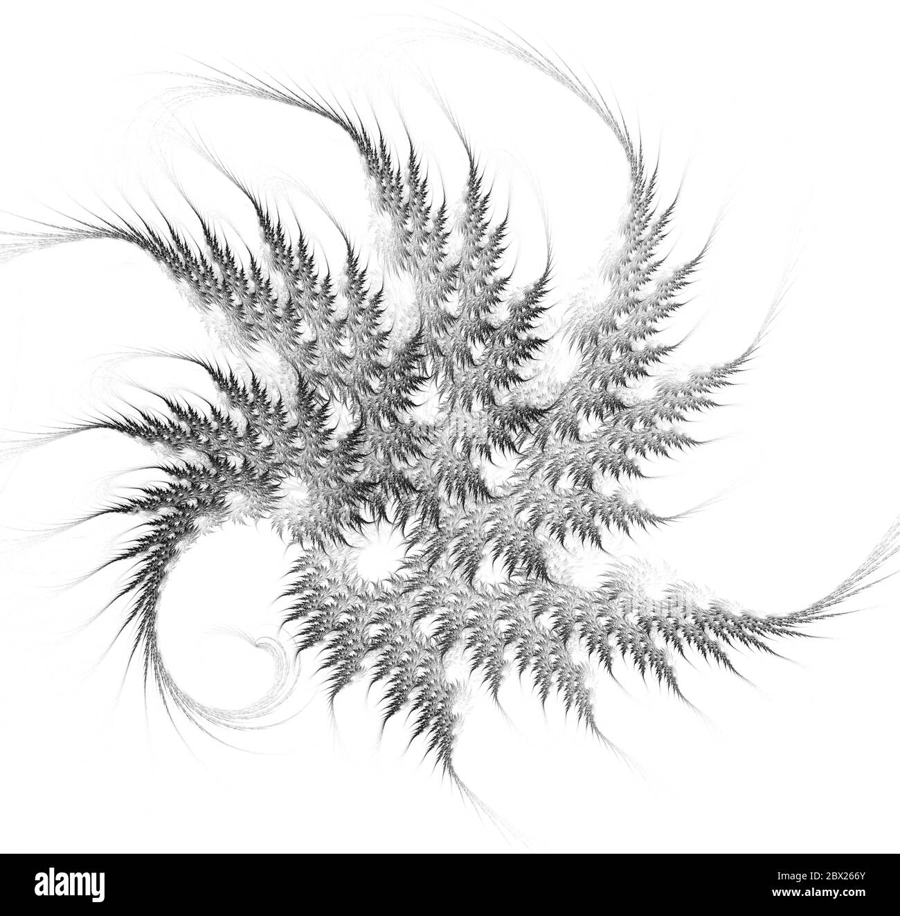 L'illustration fractale abstraite pour un design créatif ressemble à une herbe ornée sur fond blanc Banque D'Images