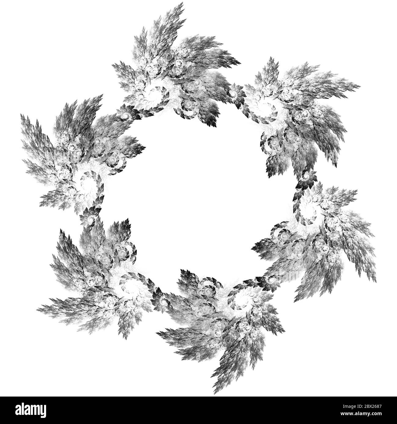 Illustration fractale abstraite monochrome pour un design créatif sur fond blanc Banque D'Images