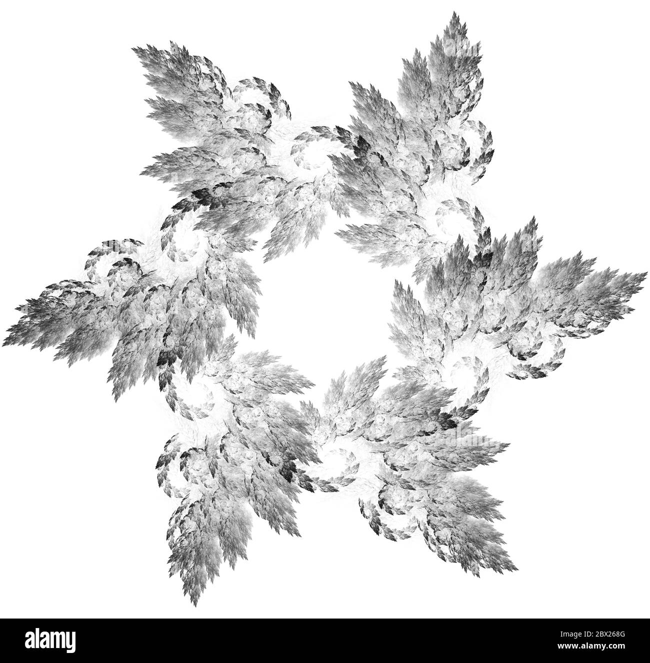 Illustration fractale abstraite monochrome pour un design créatif sur fond blanc Banque D'Images