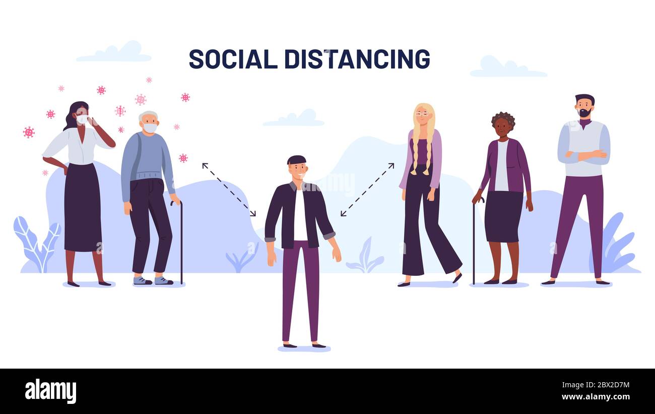 Distanciation sociale. Prévenir la propagation des virus Illustration de Vecteur