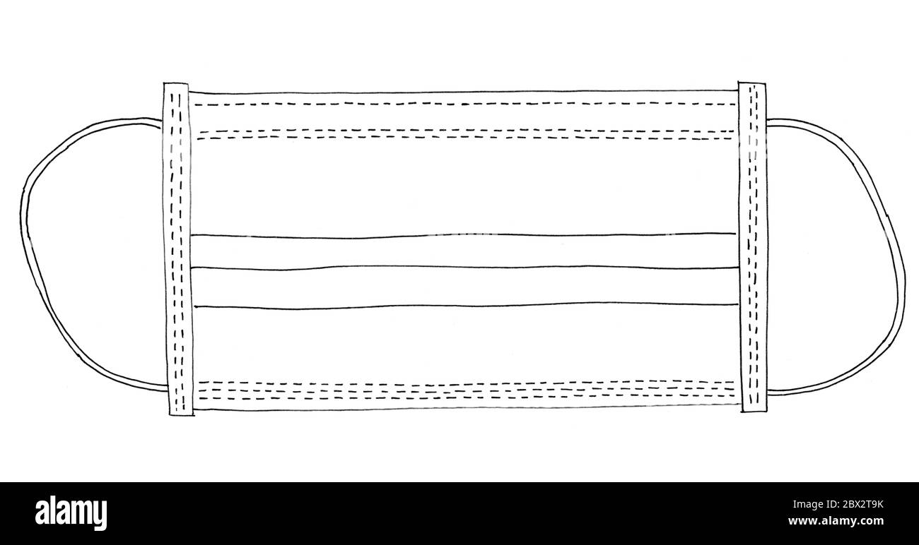 Masque chirurgical de l'art de ligne utilisé pour arrêter la propagation de l'infection afin de protéger les personnes contre les maladies respiratoires, y compris COVID-19 Banque D'Images