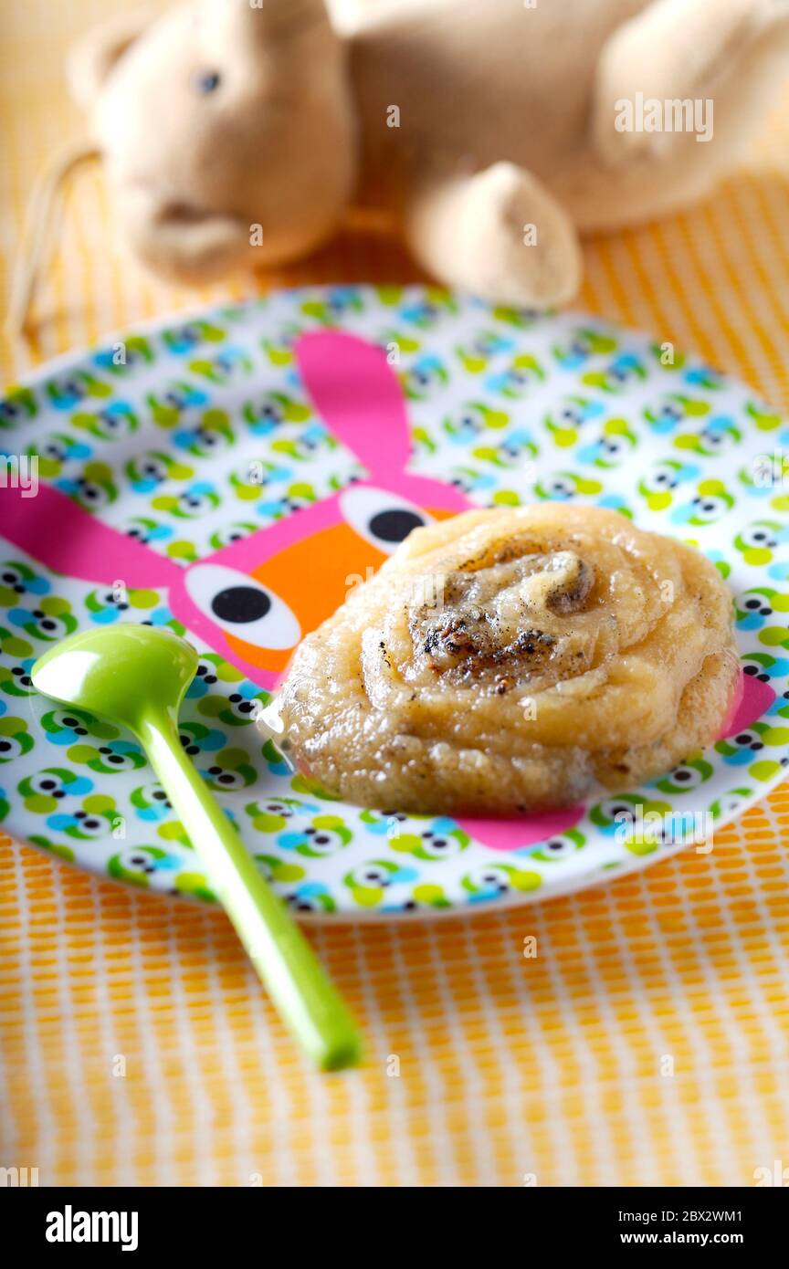 Compote de vanille et de pomme banane Banque D'Images