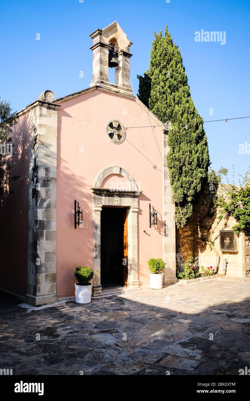 Église traditionnelle grecque à la ferme d'Agreco, Crète Banque D'Images