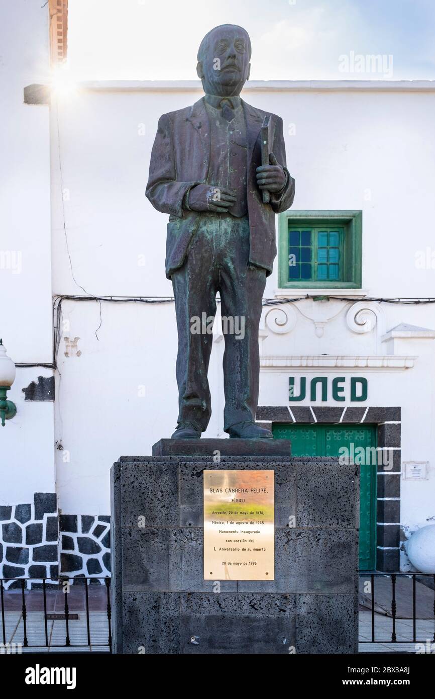 Espagne, îles Canaries, île de Lanzarote, Arrecife, hommage à Blas Cabrera Felipe, médecin espagnol (1878 Arrecife - 1945 Mexique) Banque D'Images