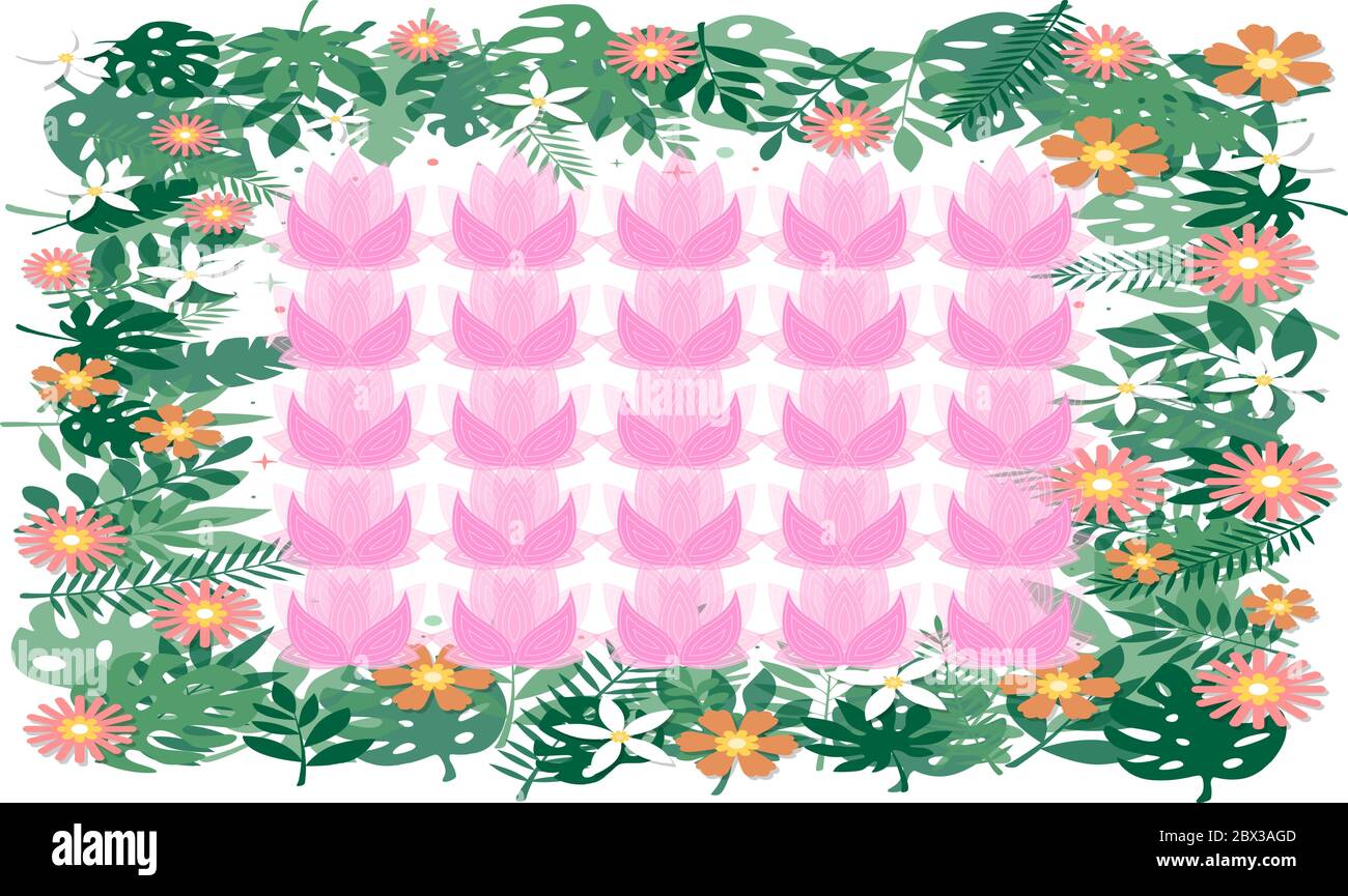 conception textile numérique de différentes fleurs et feuilles Illustration de Vecteur