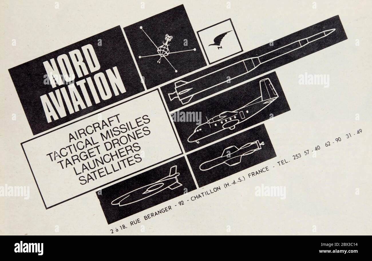 Publicité vintage pour la compagnie aérospatiale Nord Aviation. Banque D'Images