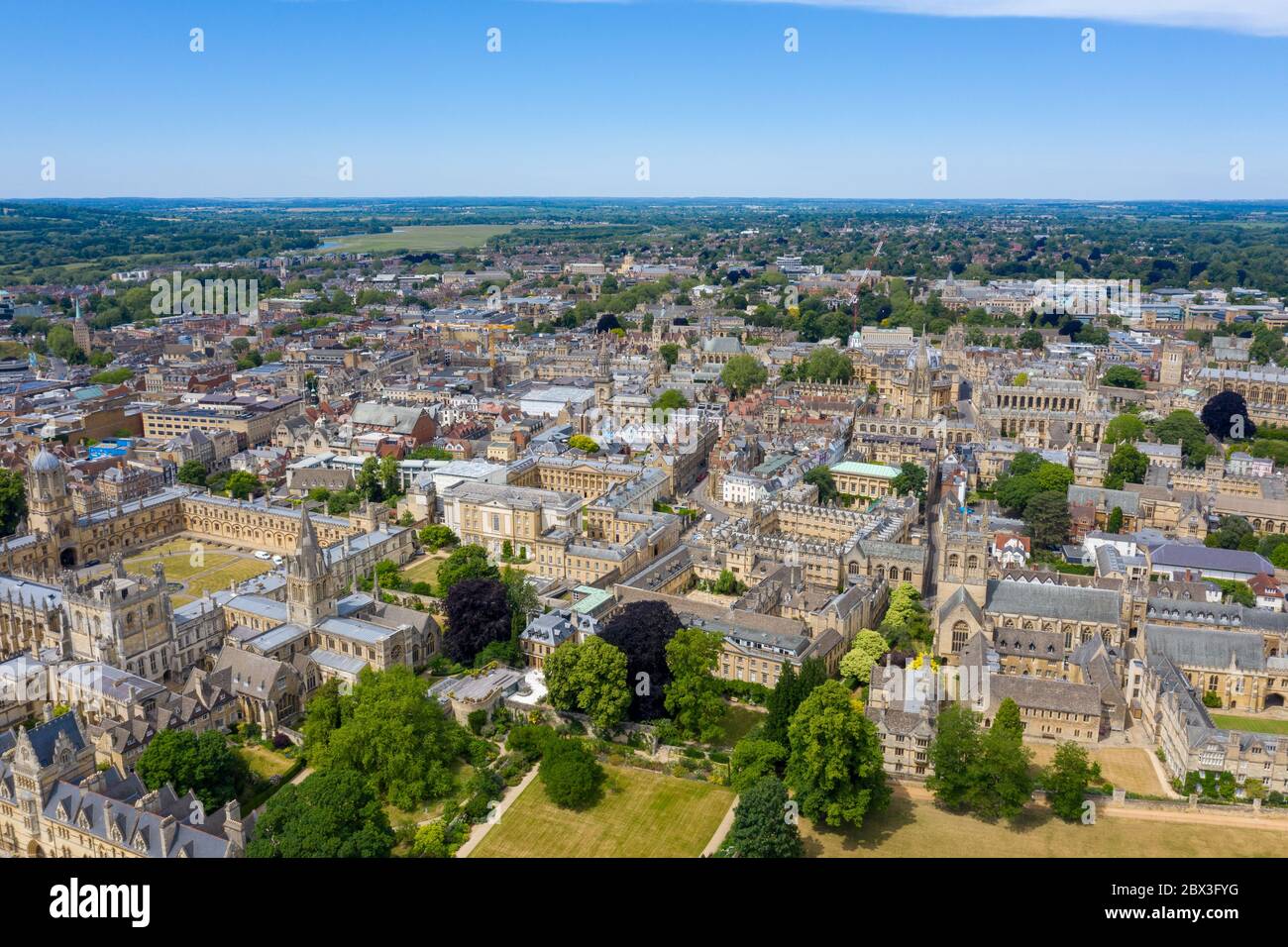 Ville d'Oxford et Christ Church University - vue aérienne Banque D'Images