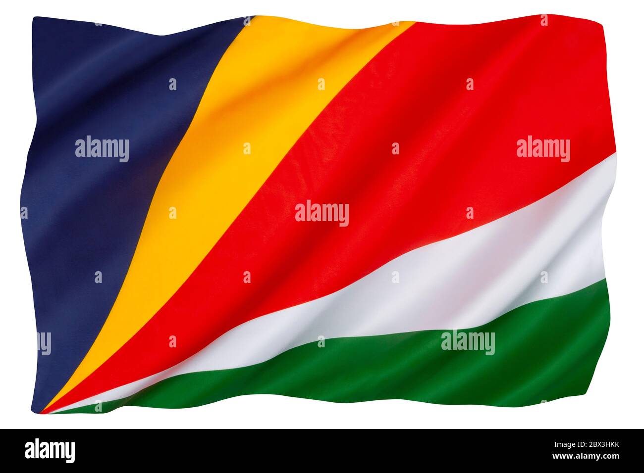 Le drapeau des Seychelles - adopté le 8 janvier 1996. Le drapeau actuel est le troisième utilisé par le pays depuis son indépendance de la Grande-Bretagne le 29 juin, Banque D'Images
