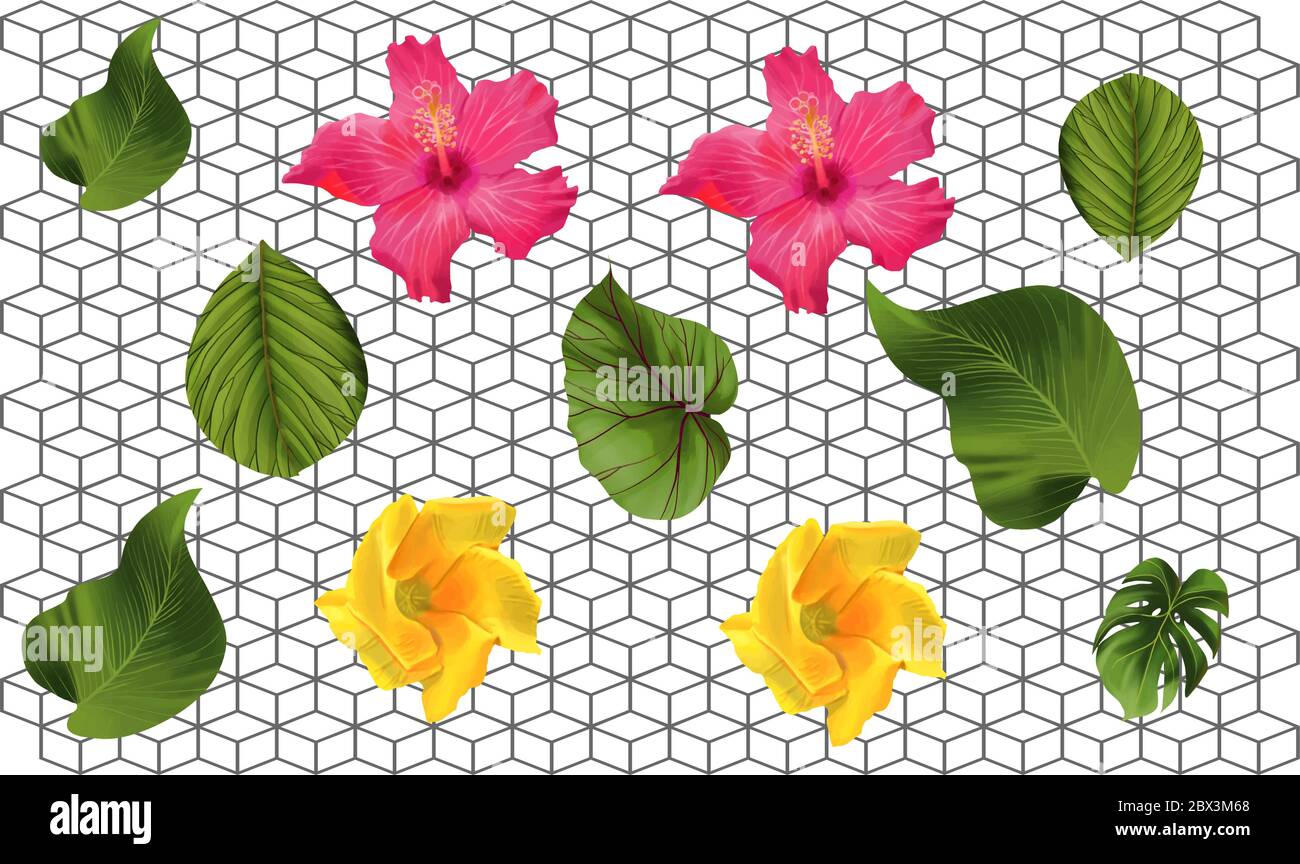 design textile numérique avec art et fleurs Illustration de Vecteur