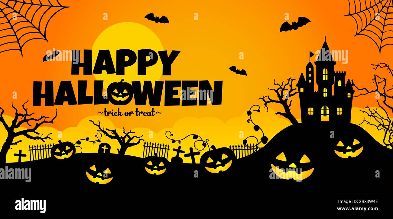 Illustration de la bannière vectorielle de la silhouette d'Halloween. Illustration de Vecteur