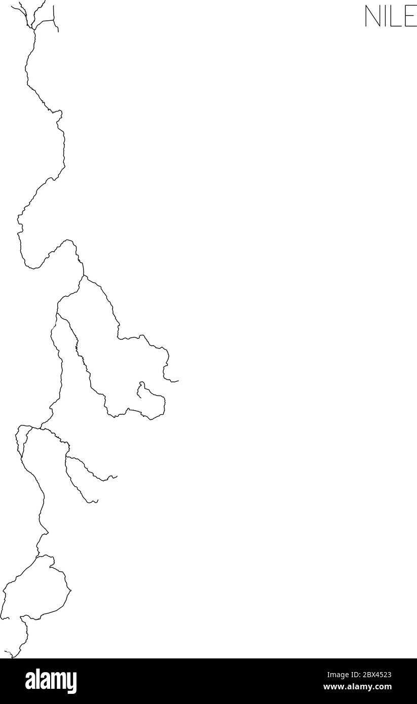 Carte du bassin hydrographique du Nil. Illustration simple de vecteur fin. Illustration de Vecteur