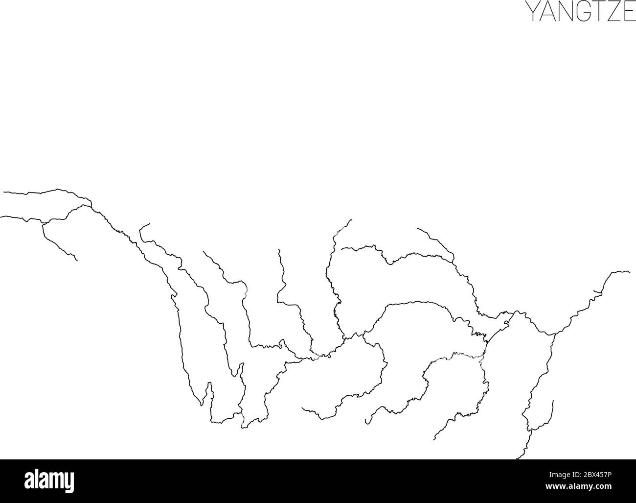 Carte du bassin hydrographique du fleuve Yangtze. Illustration simple de vecteur fin. Illustration de Vecteur