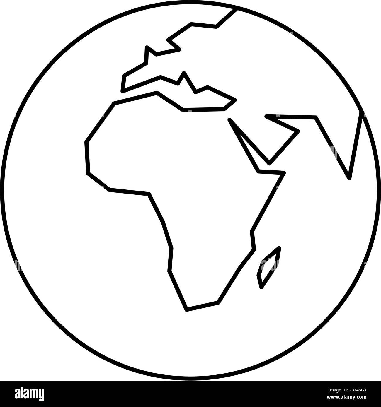 Contour simplifié du globe terrestre avec carte du monde focalisé sur l'Afrique. Illustration vectorielle. Illustration de Vecteur