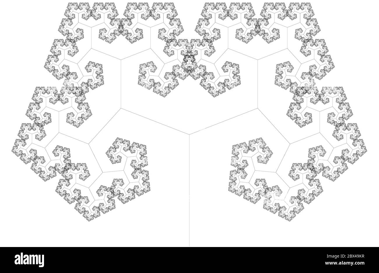 L'illustration fractale abstraite pour un design créatif ressemble à de petits détails ornés sur un fond blanc Banque D'Images