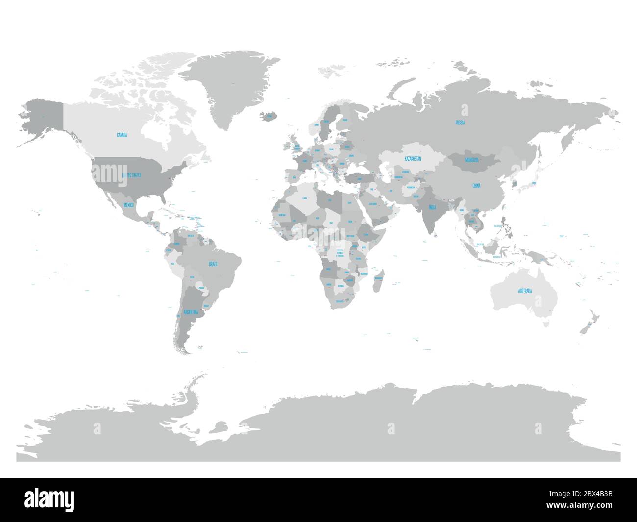 Carte politique du monde avec les noms de pays et les capitales. Carte