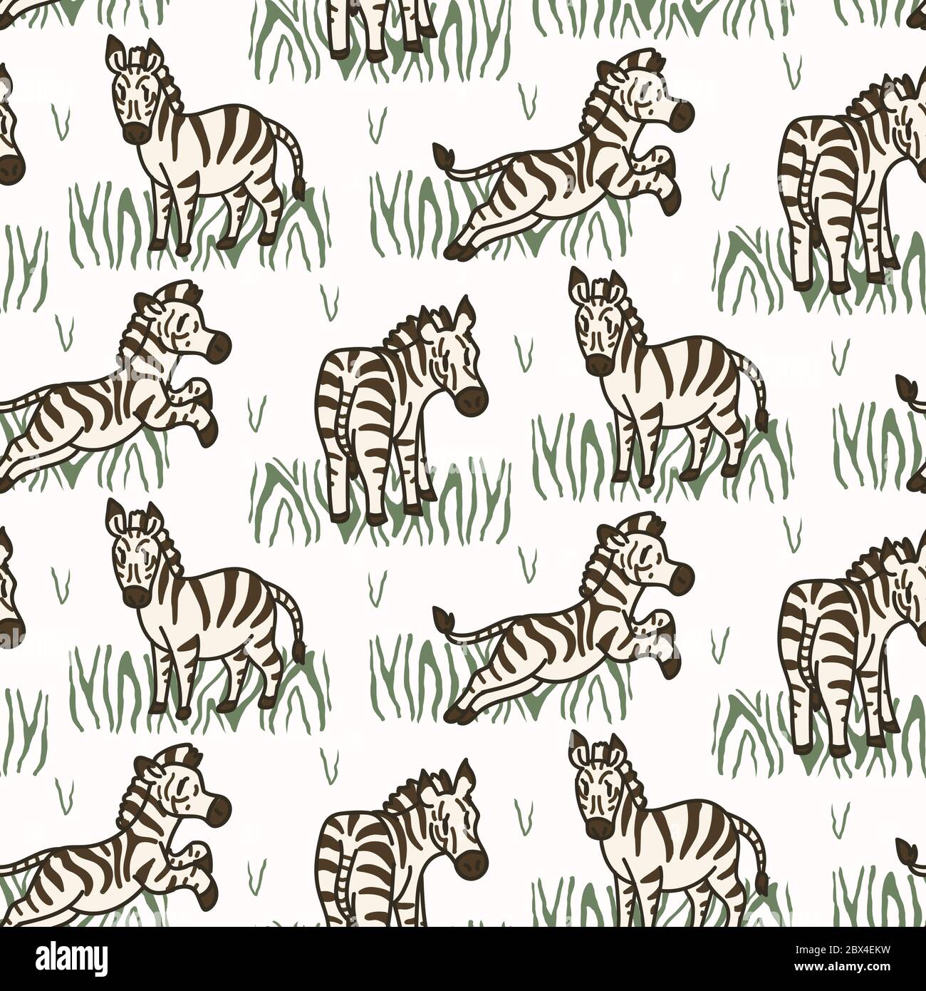 Motif Zebre En Motif Gazon Sans Couture Arriere Plan Animal De Safari Mignon Dessin A La Main Kawaii Kid Motif Illustration Doodle En Couleur Plate Spe 10 Image Vectorielle Stock Alamy