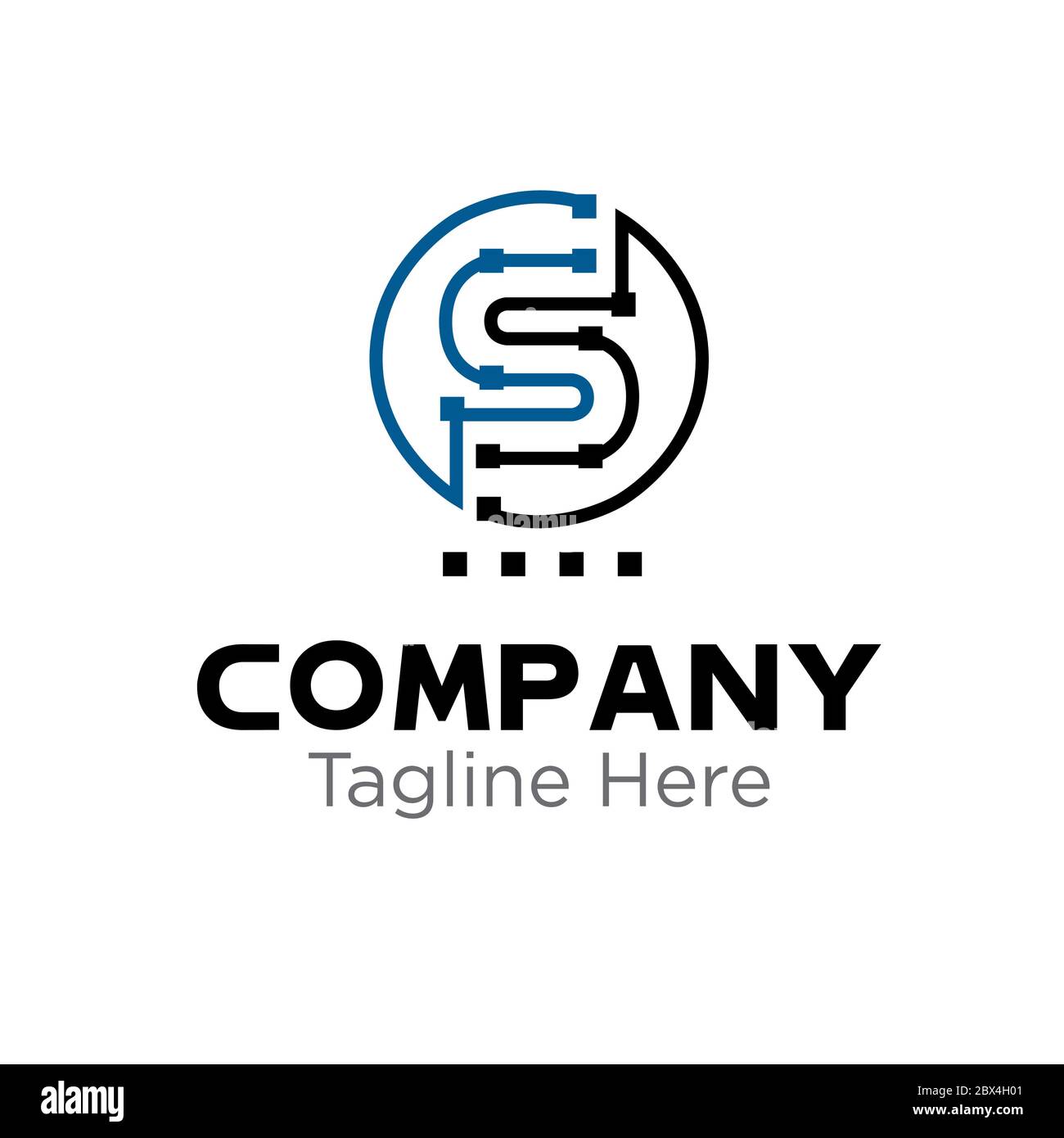 Logo lettre S. Noir bleu lettres design avec dessin artistique trait nitial  lettre S Image Vectorielle Stock - Alamy