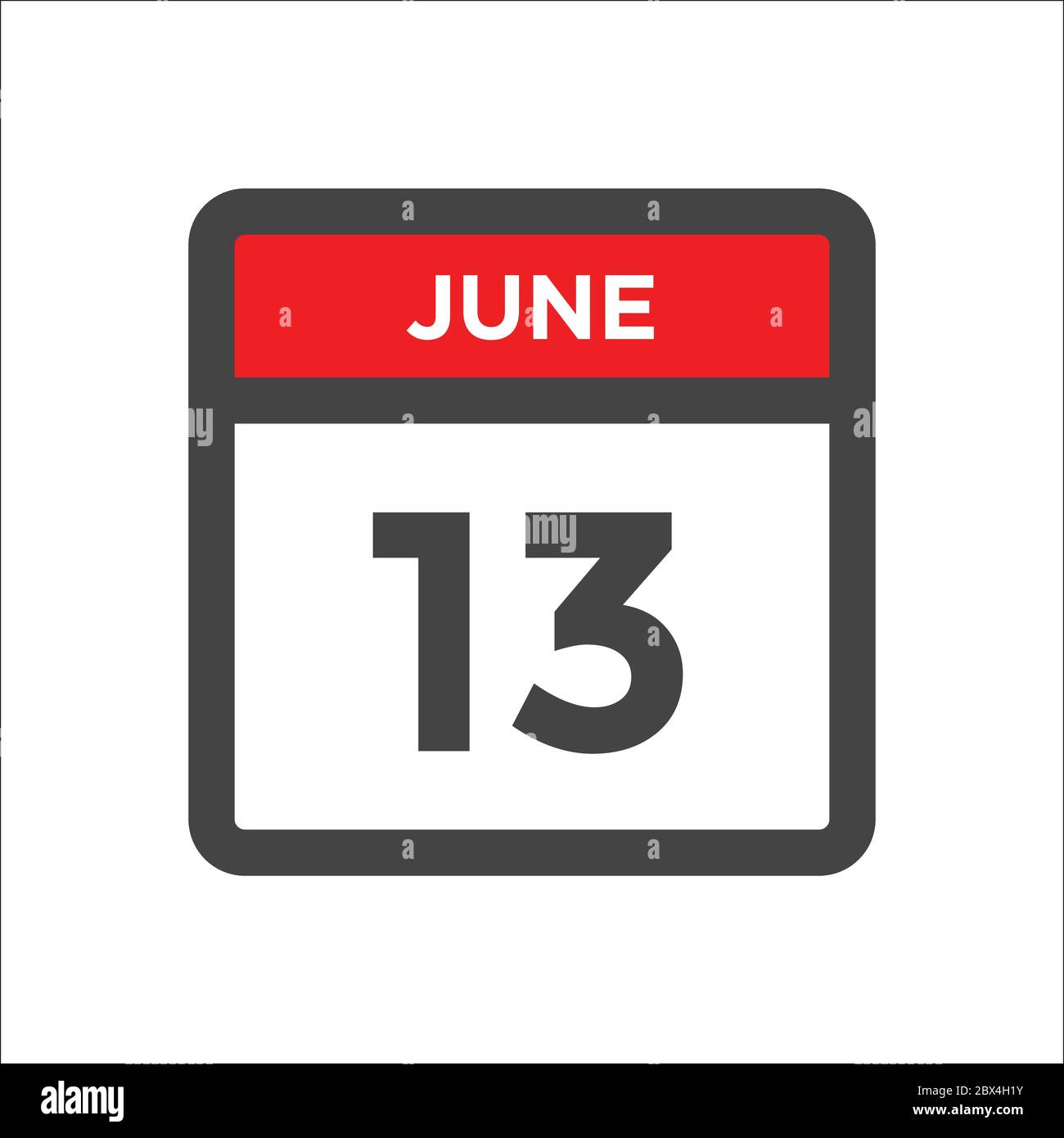 Icône du calendrier de juin 13 - jour du mois Image Vectorielle Stock - Alamy