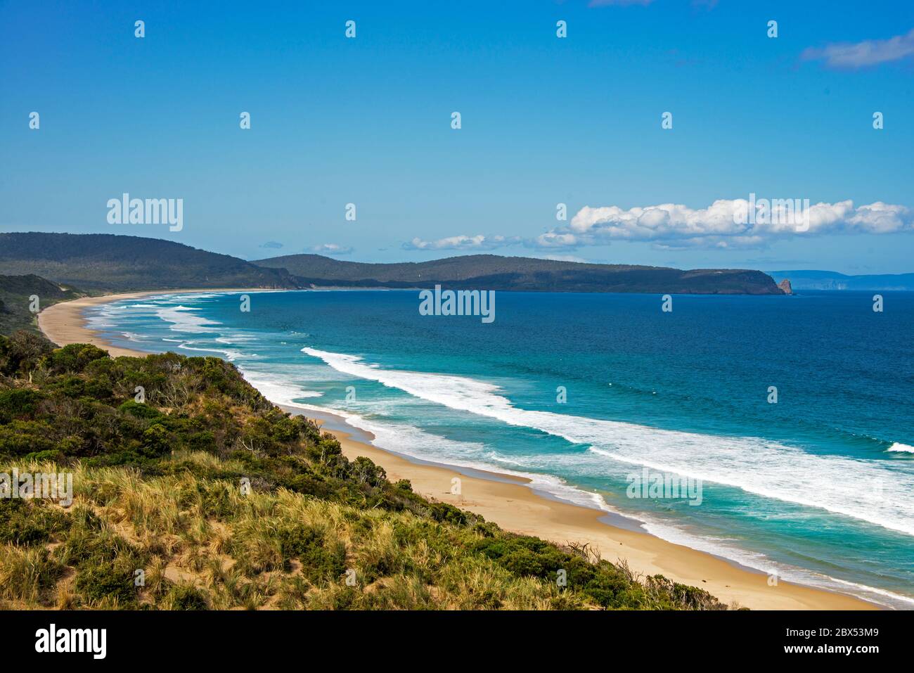 La plage principale, qui donne au nord depuis l'île de Bruny, Neck Lookout tasmanie Australie Banque D'Images